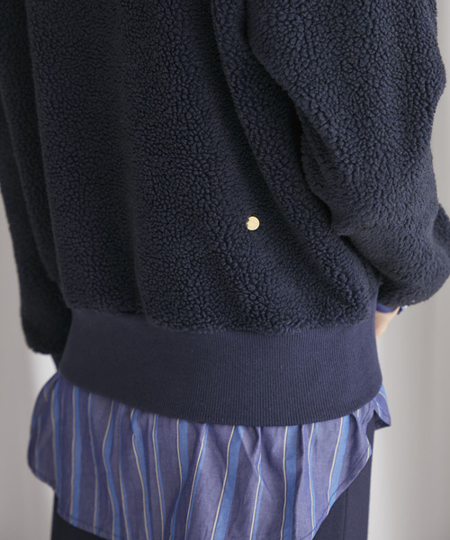 muveil パフスリーブラメプルオーバー ネイビー muveil パフスリーブラメプルオーバー ネイビー シャツニットプル