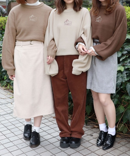 PairPair（ペアペア）の「ボリューム袖ケーキ刺繍ニットプルオーバー（ニット/セーター・レディース・モカ/ブラウン系その他/ライトベージュ・FREE）」の16枚目の写真