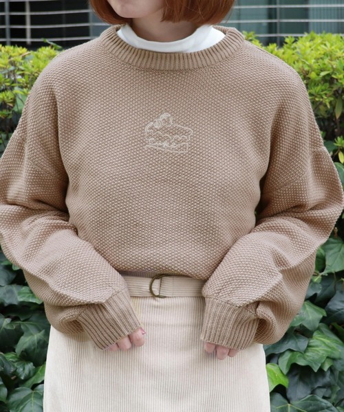 PairPair（ペアペア）の「ボリューム袖ケーキ刺繍ニットプルオーバー（ニット/セーター・レディース・モカ/ブラウン系その他/ライトベージュ・FREE）」の14枚目の写真