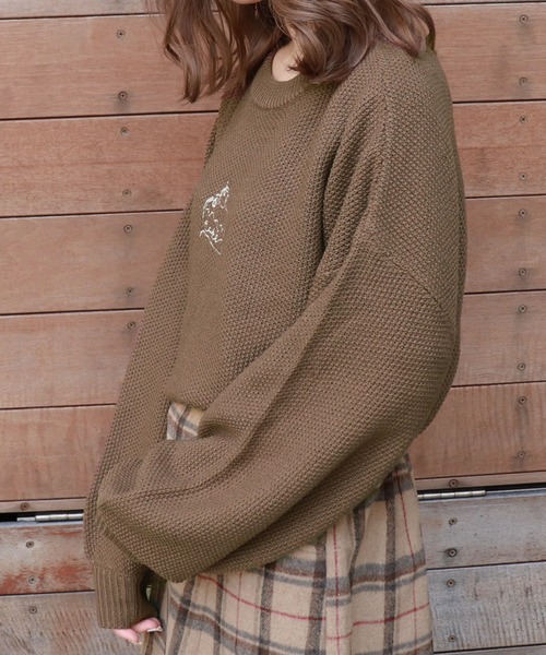 PairPair（ペアペア）の「ボリューム袖ケーキ刺繍ニットプルオーバー（ニット/セーター・レディース・モカ/ブラウン系その他/ライトベージュ・FREE）」の22枚目の写真