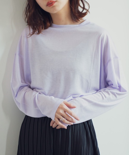 Aunt Marie's（アントマリーズ）の「AUNT MARIE'S シアーL/S カットソー（Tシャツ/カットソー・レディース・パープル/ホワイト/ブラック・FREE）」の3枚目の写真