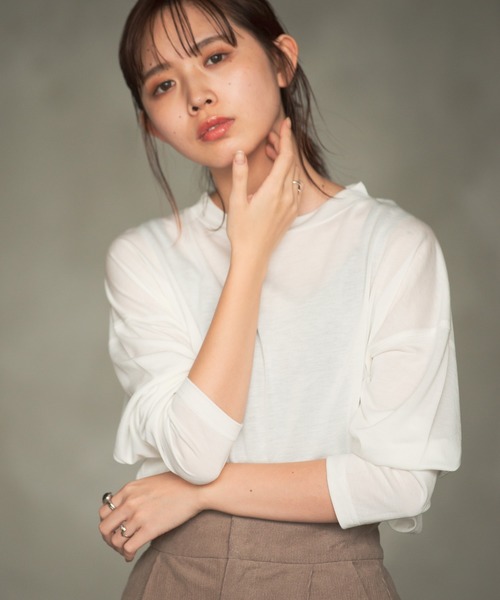 Aunt Marie's（アントマリーズ）の「AUNT MARIE'S シアーL/S カットソー（Tシャツ/カットソー・レディース・パープル/ホワイト/ブラック・FREE）」の2枚目の写真