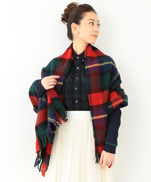 Ray BEAMS（レイビームス）の「TWEED MILL / ブランケット ストール（ストール/ショール・レディース・ホワイト/レッド/ブルー・ONE SIZE）」の14枚目の写真