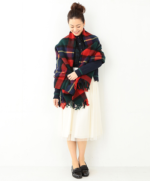 Ray BEAMS（レイビームス）の「TWEED MILL / ブランケット ストール（ストール/ショール・レディース・ホワイト/レッド/ブルー・ONE SIZE）」の16枚目の写真
