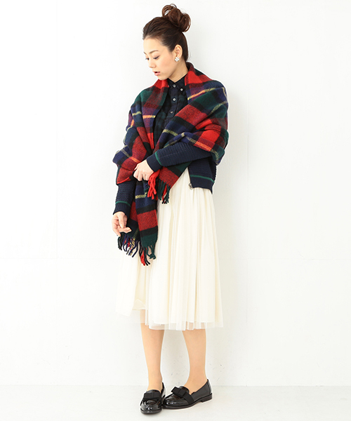Ray BEAMS（レイビームス）の「TWEED MILL / ブランケット ストール（ストール/ショール・レディース・ホワイト/レッド/ブルー・ONE SIZE）」の17枚目の写真