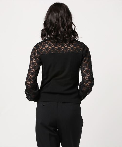 WEGO（ウィゴー）の「WEGO/レースシャーリングシアーハイネックTシャツ（Tシャツ/カットソー・レディース・ホワイト/ブラック・FREE）」の3枚目の写真