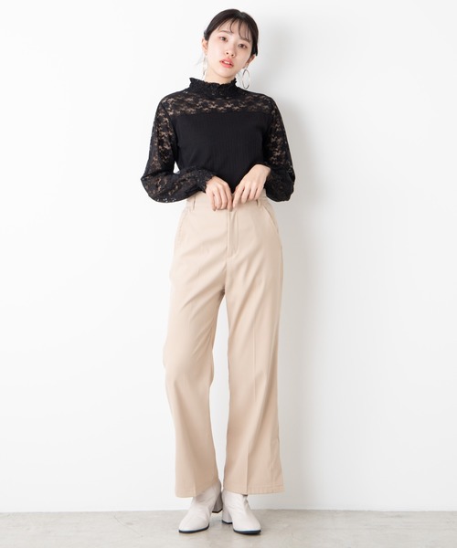 WEGO（ウィゴー）の「WEGO/レースシャーリングシアーハイネックTシャツ（Tシャツ/カットソー・レディース・ホワイト/ブラック・FREE）」の16枚目の写真