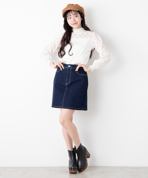 WEGO（ウィゴー）の「WEGO/レースシャーリングシアーハイネックTシャツ（Tシャツ/カットソー・レディース・ホワイト/ブラック・FREE）」の13枚目の写真