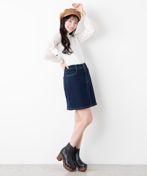 WEGO（ウィゴー）の「WEGO/レースシャーリングシアーハイネックTシャツ（Tシャツ/カットソー・レディース・ホワイト/ブラック・FREE）」の12枚目の写真