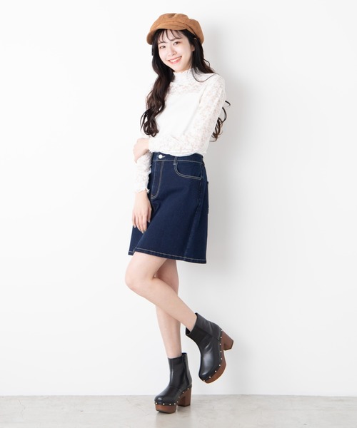 WEGO（ウィゴー）の「WEGO/レースシャーリングシアーハイネックTシャツ（Tシャツ/カットソー・レディース・ホワイト/ブラック・FREE）」の11枚目の写真