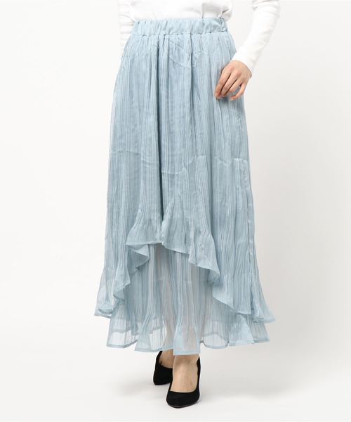 flower(フラワー)の「ウェーヴィープリーツスカート(スカート・レディース・ベージュ/ブルー・FREE)」の7枚目の写真