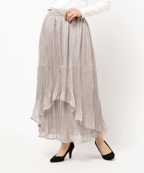 flower(フラワー)の「ウェーヴィープリーツスカート(スカート・レディース・ベージュ/ブルー・FREE)」の8枚目の写真