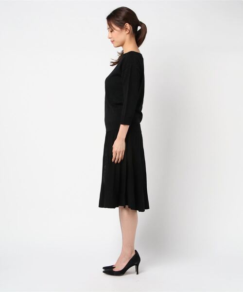 JETSET SOLO PLUS (ジェットセットソロプラス)の「ボートネックニットアップ(ワンピース・レディース・ブラック/シルバー/イエロー・FREE)」の5枚目の写真