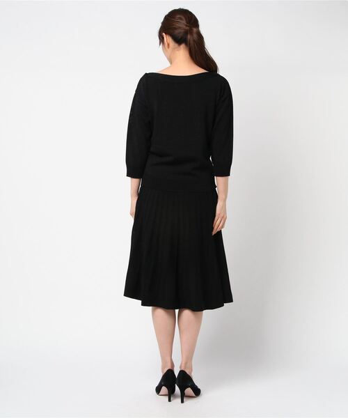 JETSET SOLO PLUS (ジェットセットソロプラス)の「ボートネックニットアップ(ワンピース・レディース・ブラック/シルバー/イエロー・FREE)」の4枚目の写真