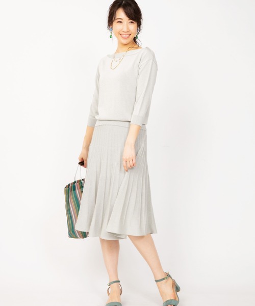 JETSET SOLO PLUS (ジェットセットソロプラス)の「ボートネックニットアップ(ワンピース・レディース・ブラック/シルバー/イエロー・FREE)」の3枚目の写真