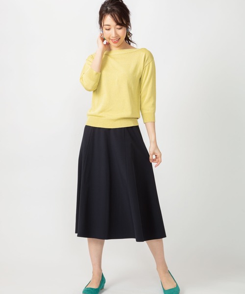 JETSET SOLO PLUS (ジェットセットソロプラス)の「ボートネックニットアップ(ワンピース・レディース・ブラック/シルバー/イエロー・FREE)」の6枚目の写真