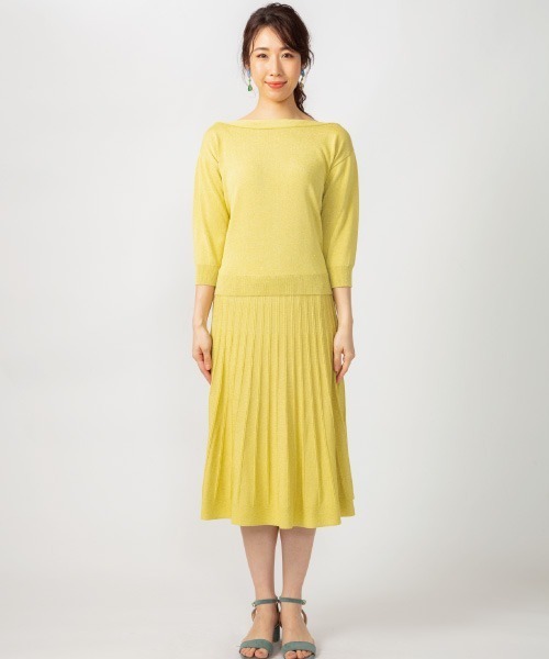 JETSET SOLO PLUS (ジェットセットソロプラス)の「ボートネックニットアップ(ワンピース・レディース・ブラック/シルバー/イエロー・FREE)」の7枚目の写真