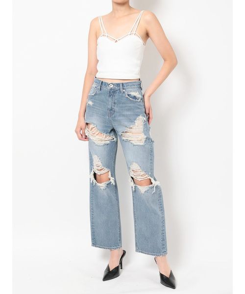 GYDA(ジェイダ)の「crazy crashワイドデニムパンツ(デニムパンツ・レディース・ブルー/ライトブルー・X-SMALL/SMALL/MEDIUM)」の11枚目の写真