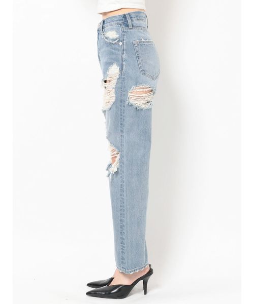 GYDA(ジェイダ)の「crazy crashワイドデニムパンツ(デニムパンツ・レディース・ブルー/ライトブルー・X-SMALL/SMALL/MEDIUM)」の9枚目の写真