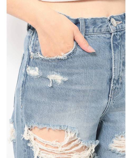 GYDA(ジェイダ)の「crazy crashワイドデニムパンツ(デニムパンツ・レディース・ブルー/ライトブルー・X-SMALL/SMALL/MEDIUM)」の18枚目の写真