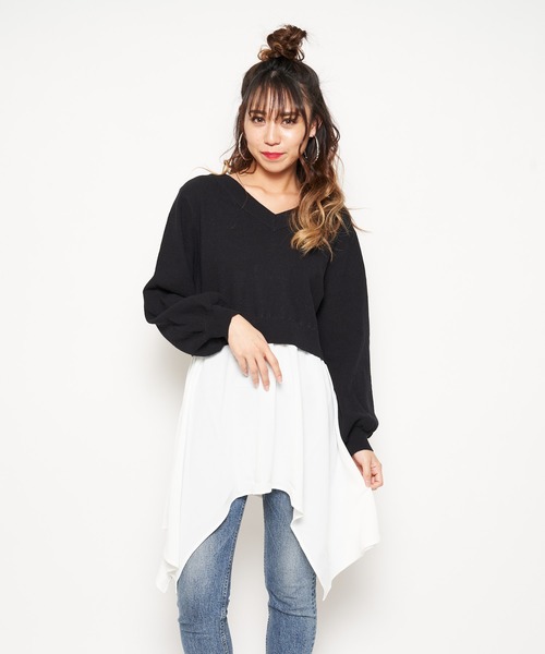 SPIRALGIRL(スパイラルガール)の「バックリボンレイヤードトップス(Tシャツ/カットソー・レディース・ブラック/ブルー/イエロー・FREE)」の7枚目の写真