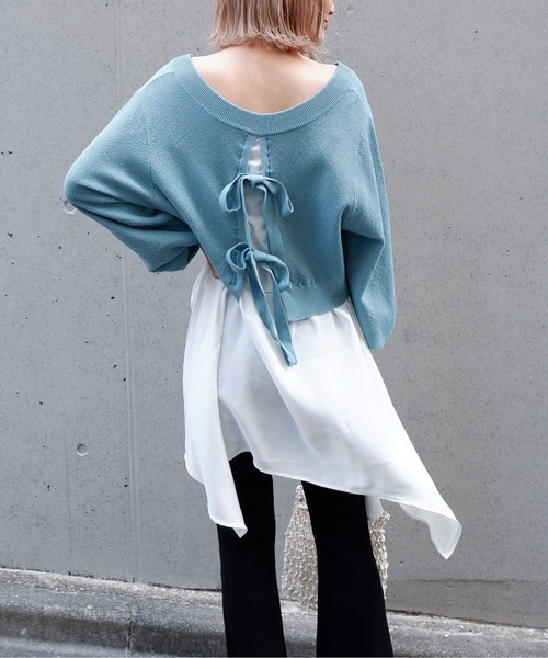 SPIRALGIRL(スパイラルガール)の「バックリボンレイヤードトップス(Tシャツ/カットソー・レディース・ブラック/ブルー/イエロー・FREE)」の16枚目の写真