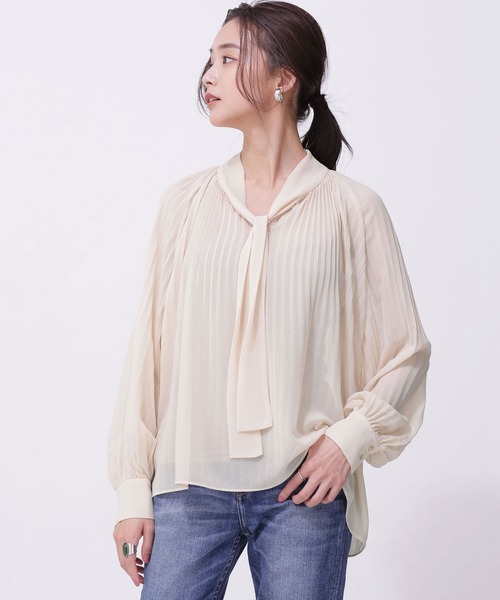 トップスプリーツボウタイブラウス シャツ ブラウス Nano Universe