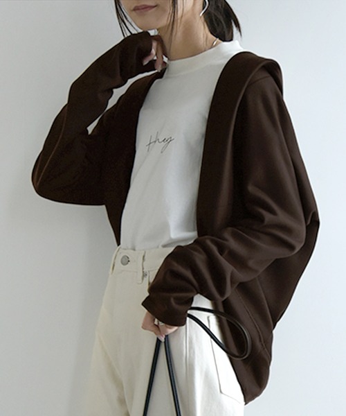 and it_(アンドイット)の「ボレロ風ライトスウェットフーディーカーディガン(カーディガン/ボレロ・レディース・ブラック/杢グレー/ネイビー/ホワイト/カーキ/スカイブルー/レモンイエロー/ダークオレンジ/ベージュ系/ロイヤルブルー/スモークピンク/グレイッシュベージュ/チョコ/ヘザーチャコール/グリーン/ラベンダー/ホワイト系その他/ブラック系その他/ピンク系その他/オレンジ系その他/ブルー系その他・M1/M2)」の7枚目の写真