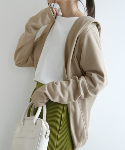 and it_(アンドイット)の「ボレロ風ライトスウェットフーディーカーディガン(カーディガン/ボレロ・レディース・ブラック/杢グレー/ネイビー/ホワイト/カーキ/スカイブルー/レモンイエロー/ダークオレンジ/ベージュ系/ロイヤルブルー/スモークピンク/グレイッシュベージュ/チョコ/ヘザーチャコール/グリーン/ラベンダー/ホワイト系その他/ブラック系その他/ピンク系その他/オレンジ系その他/ブルー系その他・M1/M2)」の8枚目の写真