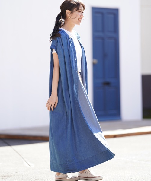 rps（アールピーエス）の「デニムシャツワンピース（シャツワンピース・レディース・ネイビー/ブルー・M）」の3枚目の写真