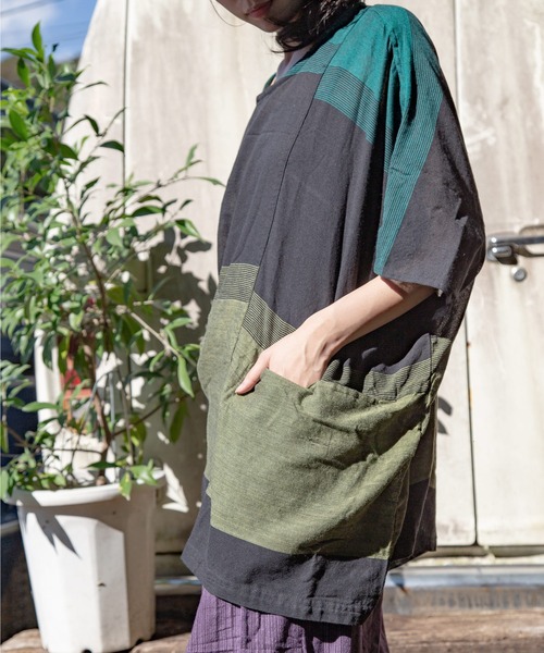 チャイハネ（チャイハネ）の「【チャイハネ】yul 旅するビッグシルエットトップス（その他トップス・レディース・ブルー/カーキ/レッド・FREE）」の7枚目の写真