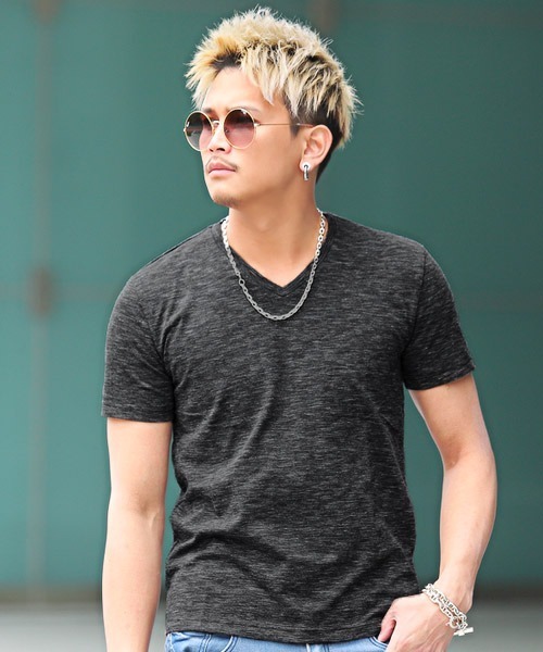 LUXSTYLE（ラグスタイル）の「MIX天竺Tシャツ（Tシャツ/カットソー・メンズ・ネイビー/ブラック/レッド・M/L/XL）」の2枚目の写真