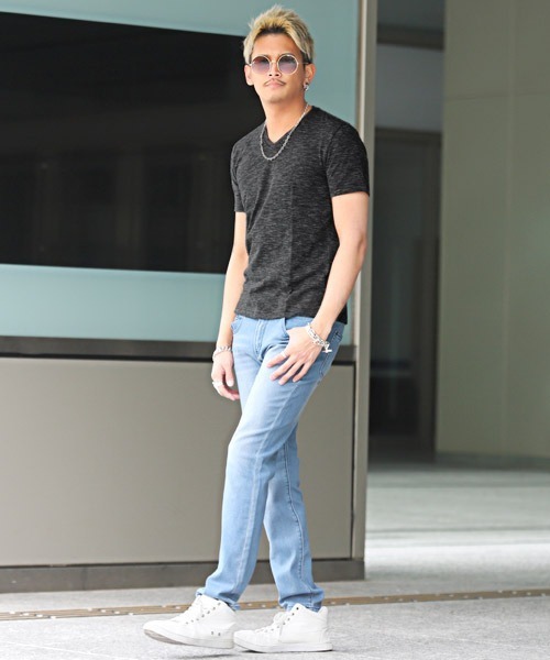 LUXSTYLE（ラグスタイル）の「MIX天竺Tシャツ（Tシャツ/カットソー・メンズ・ネイビー/ブラック/レッド・M/L/XL）」の6枚目の写真