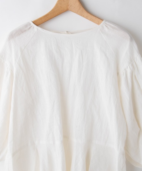 Omekashi(オメカシ)の「リネンバックシャンブラウス(シャツ/ブラウス・レディース・ブラック/オフホワイト/グリーン・FREE)」の6枚目の写真