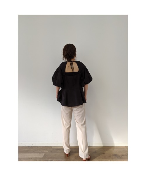 Omekashi(オメカシ)の「リネンバックシャンブラウス(シャツ/ブラウス・レディース・ブラック/オフホワイト/グリーン・FREE)」の8枚目の写真