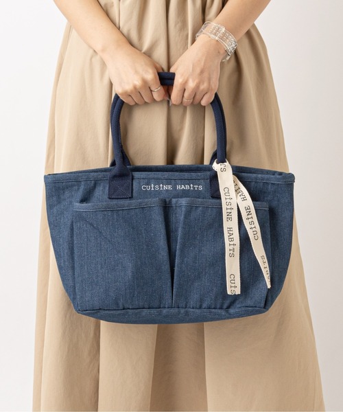 CUISINE HABITS(クイジーヌハビッツ)の「ソトポケTOTEBAG / トートバッグ(トートバッグ・レディース・アイボリー/グレー/ブラック/ホワイト系その他/ブルー・フリー)」の1枚目の写真