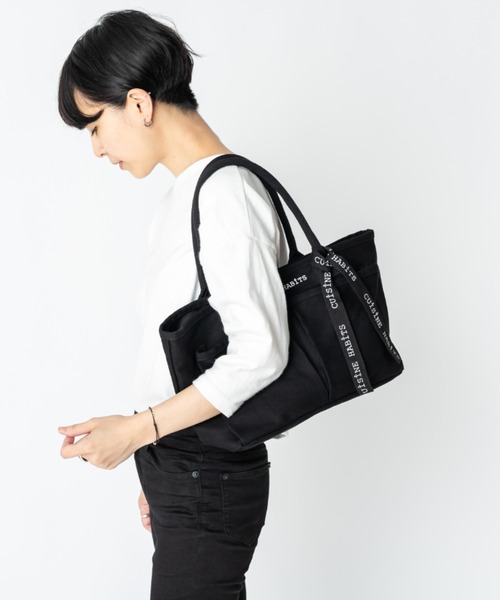 CUISINE HABITS(クイジーヌハビッツ)の「ソトポケTOTEBAG / トートバッグ(トートバッグ・レディース・アイボリー/グレー/ブラック/ホワイト系その他/ブルー・フリー)」の9枚目の写真