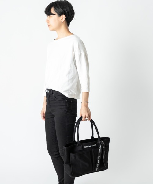 CUISINE HABITS(クイジーヌハビッツ)の「ソトポケTOTEBAG / トートバッグ(トートバッグ・レディース・アイボリー/グレー/ブラック/ホワイト系その他/ブルー・フリー)」の7枚目の写真