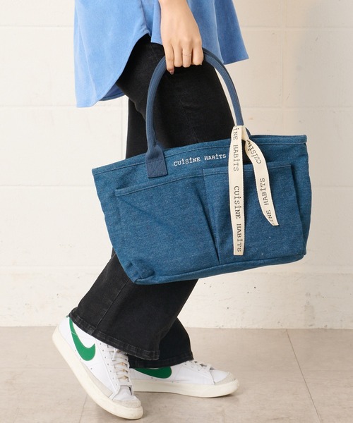 CUISINE HABITS(クイジーヌハビッツ)の「ソトポケTOTEBAG / トートバッグ(トートバッグ・レディース・アイボリー/グレー/ブラック/ホワイト系その他/ブルー・フリー)」の17枚目の写真