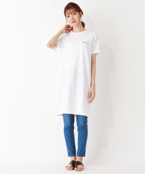 Champion（チャンピオン）の「Champion クルーネックTシャツワンピース（ワンピース・レディース・オレンジ系その他5/グリーン/ブラック/オフホワイト・02）」の16枚目の写真