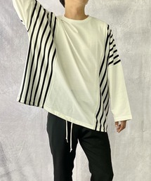 Beno | ミニ裏毛 / ストライプ スイッチ / 裾スピンドル ビッグシルエット Tシャツ / ロンT(Tシャツ/カットソー)