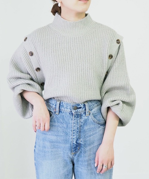 Riberry(リベリー)の「フェイクアンサンブルラメニット(ニット/セーター・レディース・ブラック/オフホワイト/ライトグリーン/ダークパープル/ライラック・MEDIUM)」の3枚目の写真
