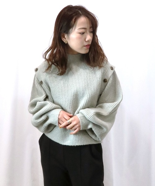 Riberry(リベリー)の「フェイクアンサンブルラメニット(ニット/セーター・レディース・ブラック/オフホワイト/ライトグリーン/ダークパープル/ライラック・MEDIUM)」の22枚目の写真