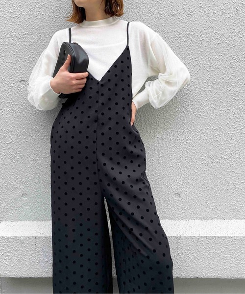 AUBREY フロッキードットオールインワン　サロペット M piccin AUBREY フロッキードットオールインワン サロペット M piccin