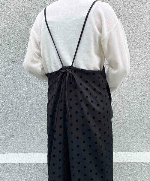 AUBREY フロッキードットオールインワンサロペット M piccin