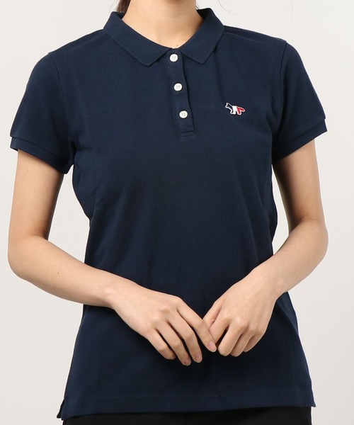 メゾンキツネ ポロシャツ ネイビー 美品 maison kitsune DOUBLE BOLD FOX HEAD PATCH COMFORT POLO（ポロシャツ