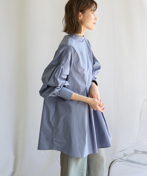 select MOCA(セレクトモカ)の「2021 SS スタンドカラーピンタックスリーブオーバーブラウス(シャツ/ブラウス・レディース・ブラック/オフホワイト/ライム/ブルー・FREE)」の15枚目の写真