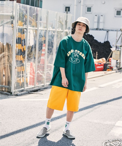 SPOC STORE】レイヤード配色 カレッジロゴ半袖カットソー（T