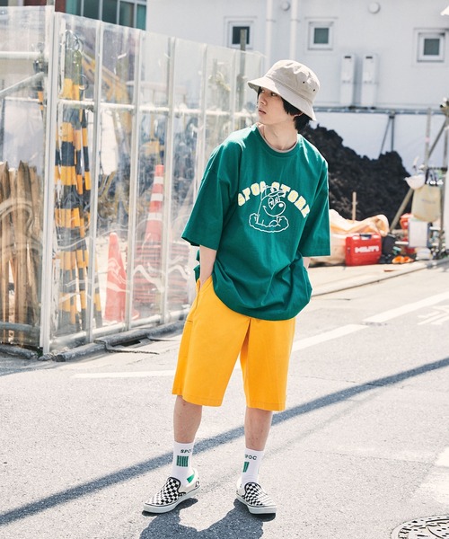 SPOC STORE(スポックストア)の「【SPOC STORE】レイヤード配色 カレッジロゴ半袖カットソー(Tシャツ/カットソー・メンズ・オフホワイト/イエロー/グリーン/コバルトブルー・M/L)」の15枚目の写真