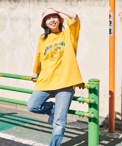 SPOC STORE】レイヤード配色 カレッジロゴ半袖カットソー（T